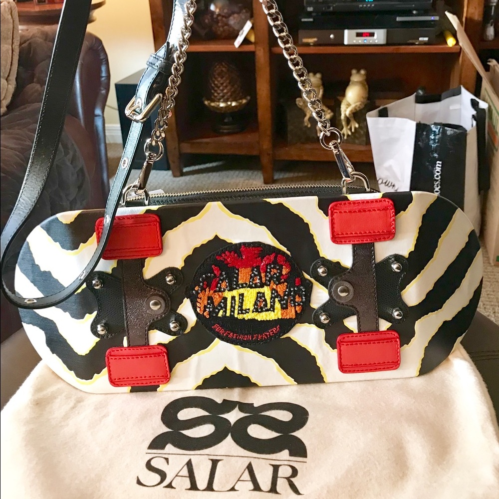 💋❤️ BNWT AUTHENTIC SALAR Skateboard Leather/Sequence Purse “RARE” ❤️💋